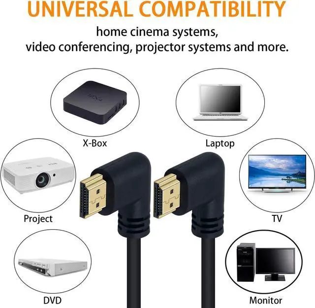 Alt view image 5 of 7 - 8K HDMI 2.1 Cable 1.64feet/0.5M,8K HDMI 48gbps 90 Degree Left Angle HDMI Male to Left Angle HDMI 2.1 Cable with 8K 60Hz Video and 3D HDR for TV/Xbox /PS4 /PS5