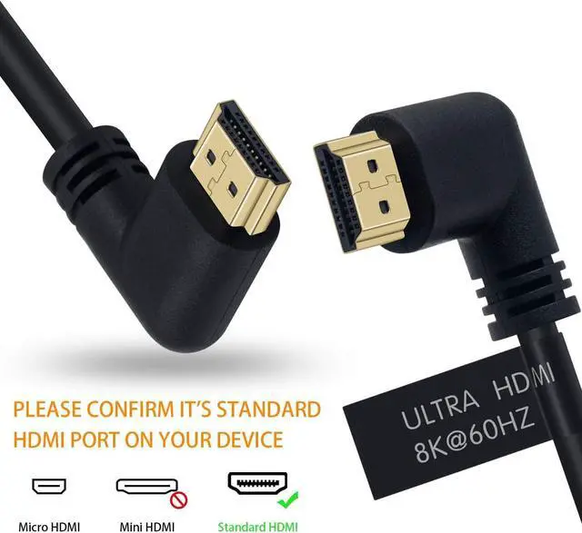 Alt view image 6 of 7 - 8K HDMI 2.1 Cable 1.64feet/0.5M,8K HDMI 48gbps 90 Degree Left Angle HDMI Male to Left Angle HDMI 2.1 Cable with 8K 60Hz Video and 3D HDR for TV/Xbox /PS4 /PS5