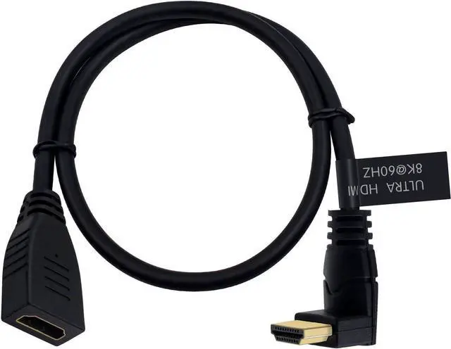Main image of BUCIER 8K HDMI Extension Cable 2ft, 48Gbps 90 Degree Down Angle Male to Female HDMI 2.1 Cable Support High Speed 3D Ultra HDR 8K@60Hz, 4K@120Hz for PC, Laptop, Xbox, PS5