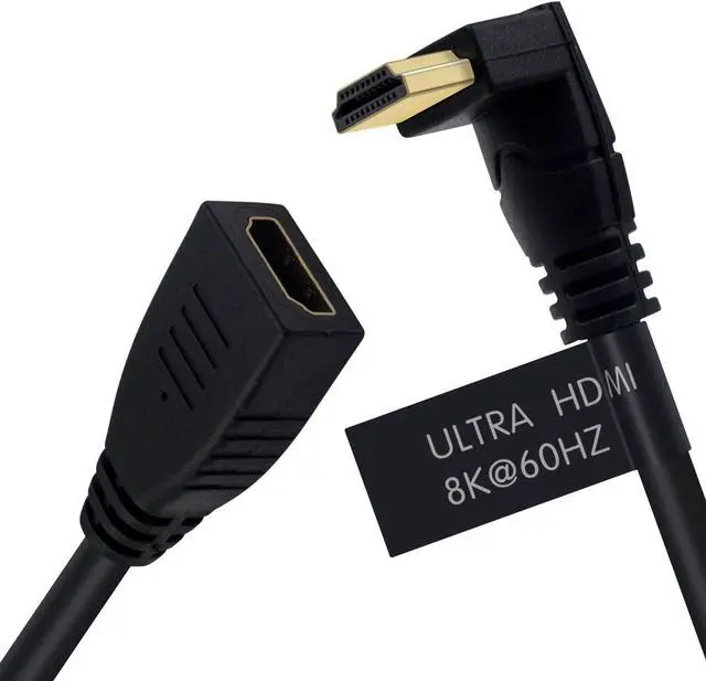 Alt view image 2 of 7 - BUCIER 8K HDMI Extension Cable 2ft, 48Gbps 90 Degree Down Angle Male to Female HDMI 2.1 Cable Support High Speed 3D Ultra HDR 8K@60Hz, 4K@120Hz for PC, Laptop, Xbox, PS5
