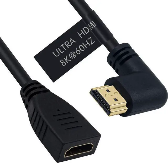 Alt view image 2 of 7 - BUCIER 8K HDMI Extension Cable, HDMI 2.1 Cable 90 Degree Right Angle Male to Female Extender Cord Support 48Gbps 8K 60Hz, 4K 120Hz, 3D Ultra HDR for Laptop,PC, 2feet(M/F Right)