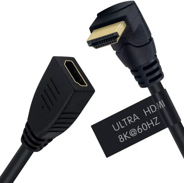 Alt view image 2 of 7 - BUCIER 8K HDMI Extension Cable 2ft, (8K@60Hz/4K@120Hz), 90 Degree Up Angle 48Gbps Ultra High Speed HDMI 2.1 Cable Extender Cord Compatible with 3D Ultra HDR, HDTVs, Monitors, Projectors
