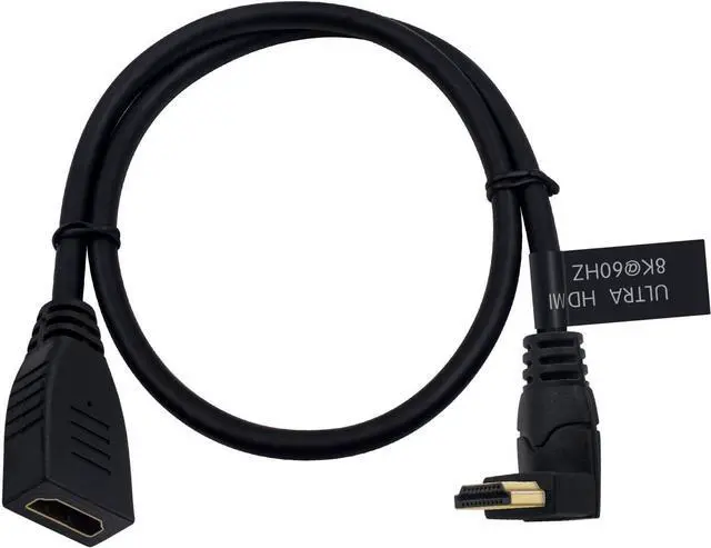 Main image of BUCIER 8K HDMI Extension Cable 2ft, (8K@60Hz/4K@120Hz), 90 Degree Up Angle 48Gbps Ultra High Speed HDMI 2.1 Cable Extender Cord Compatible with 3D Ultra HDR, HDTVs, Monitors, Projectors