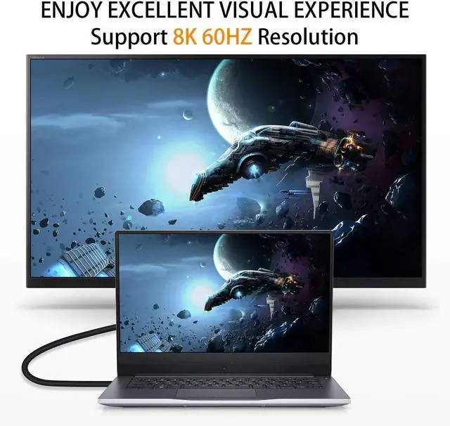 Alt view image 5 of 7 - BUCIER 8K HDMI Cable 2feet, HDMI 2.1 Cable 90 Degree Left Angle HDMI Male to Male 8K HDMI Cable 48gbps 2.1 Cable Support 8K@60Hz 4K@120 7680P 8K HDMI 2.1 Cable for TV/Xbox /PS4 /PS5(M/M Left)