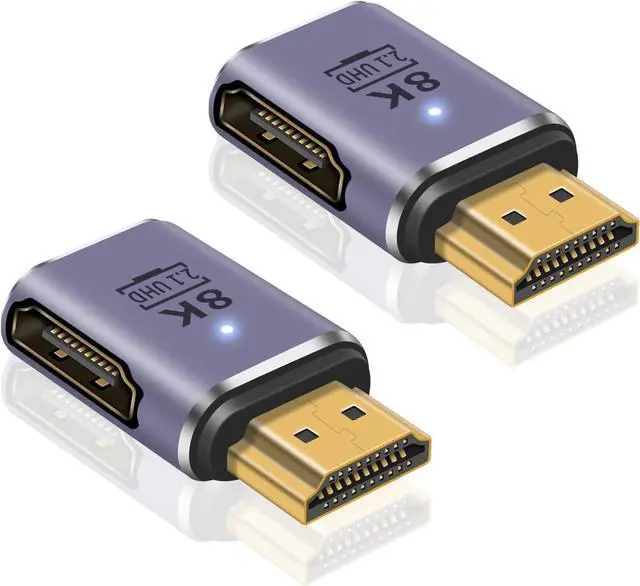Main image of 8K HDMI Extension Adapter, 48Gbps HDMI Male to Female Extender Adapter 90 Degree UHD 2.1 Video and Audio Connector for HDTV, Switch, Xbox One, PS5, Laptop, 2-Pack