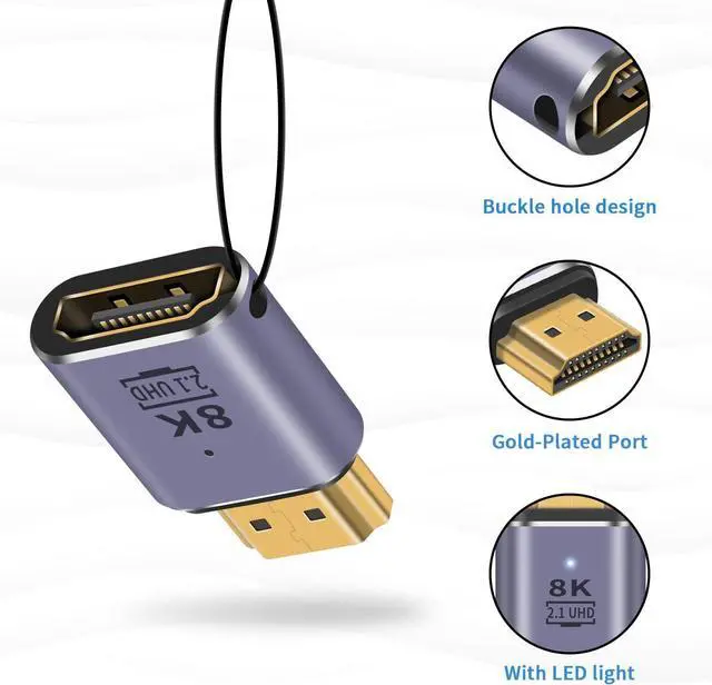 Alt view image 6 of 7 - BUCIER HDMI Extension Adapter 8K, UHD 48Gbps HDMI 2.1 Male to Female Adapter Connector Supports 8K@60Hz, 4K@120Hz, 3D HDR for Laptop,DVD,TV, Monitors,TV, PS5, 2-Pack