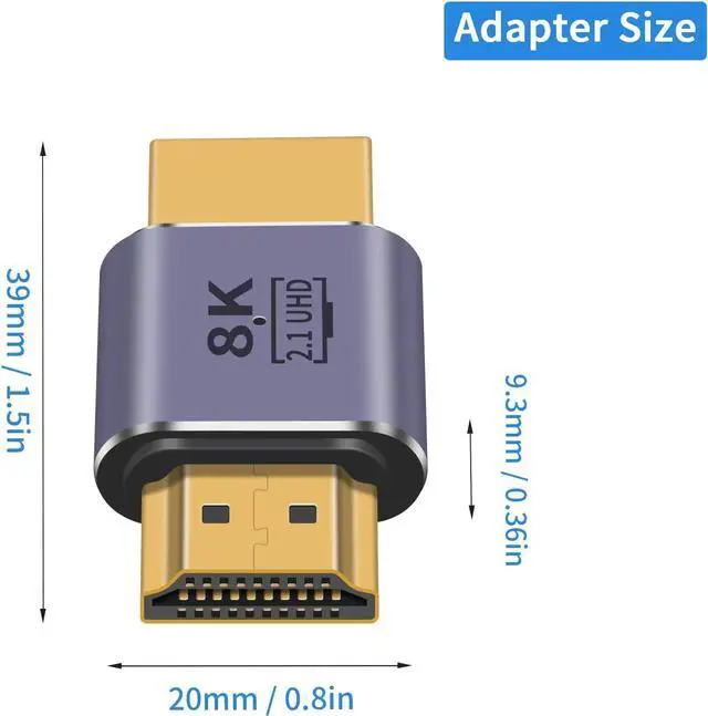 Alt view image 7 of 7 - BUCIER HDMI Male to Male Adapter 8K, 2-Pack 48Gbps UHD HDMI 2.1 Extender Coupler Converter Extension Connector (8K@60hz,4K@120Hz) Compatible with Video 3D HDTV, Switch, Xbox,PS5, Xbox