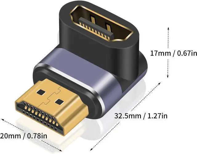 Alt view image 7 of 7 - BUCIER 90 Degree HDMI Adapter 8K, 48Gbps HDMI Extension Adapter, Up Down Angle HDMI 2.1 Extender with LED Indicator for 3D TV Stick Roku Stick Xbox PS5, 2pcs