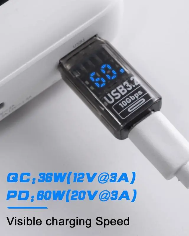 Alt view image 2 of 7 - BUCIER 10Gbps USB C Female to USB Male Adapter with Digital Display, USB 3.2 Converter Type A to Type C Charging Connector for iPhone, Galaxy, MacBook, 2pcs (Transparent)