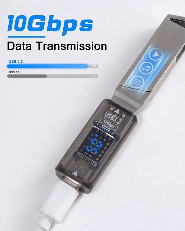 Alt view image 3 of 7 - BUCIER USB C Female to USB Female Adapter, Type C to Type A Adapter 3.2 with LED Digital Display, 10Gbps Data Sync & Charging Converter Compatible with iPhone, Galaxy, Laptop, 2-Pack