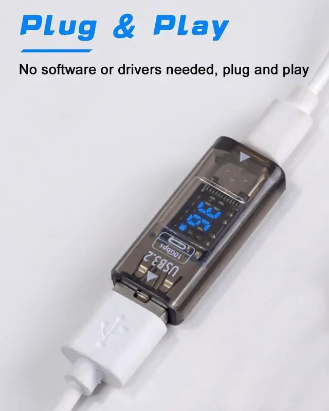 Alt view image 6 of 7 - BUCIER USB C Female to USB Female Adapter, Type C to Type A Adapter 3.2 with LED Digital Display, 10Gbps Data Sync & Charging Converter Compatible with iPhone, Galaxy, Laptop, 2-Pack