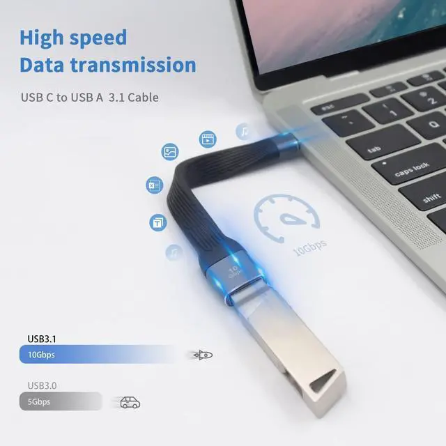 Alt view image 4 of 7 - BUCIER USB C Male to USB Female Adapter Cable 6Inch, 10Gbps USB 3.1 Gen 2 Type C to Type A Fast Charging Cord, Short Type C Charger Cable for MacBook, Laptop, Dock Station