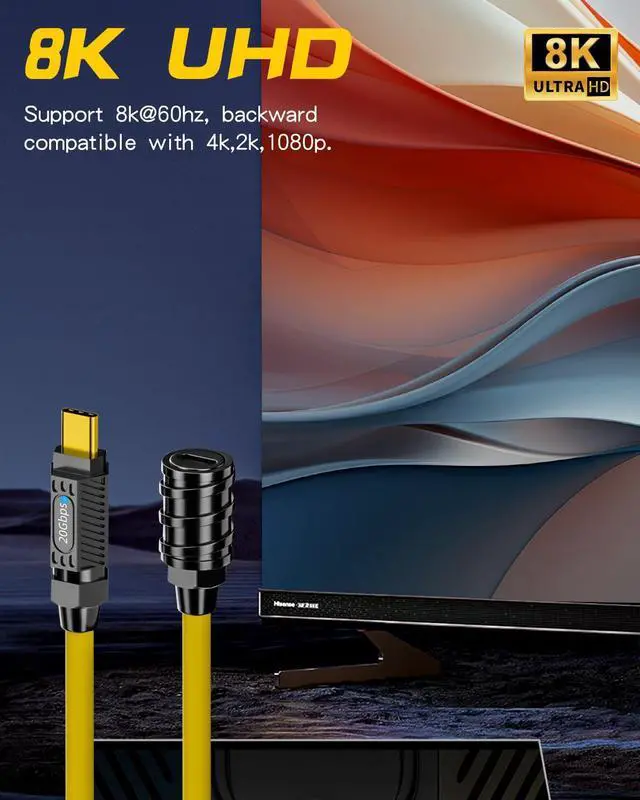 Alt view image 5 of 6 - BUCIER USB C Extension Cable Short, 140W USB C Male to Female Extension Cable, 20Gbps 8K Type C Extender Silicone Data Cable for Thunderbolt 3, Laptop, Phone, 20cm/7.8inch