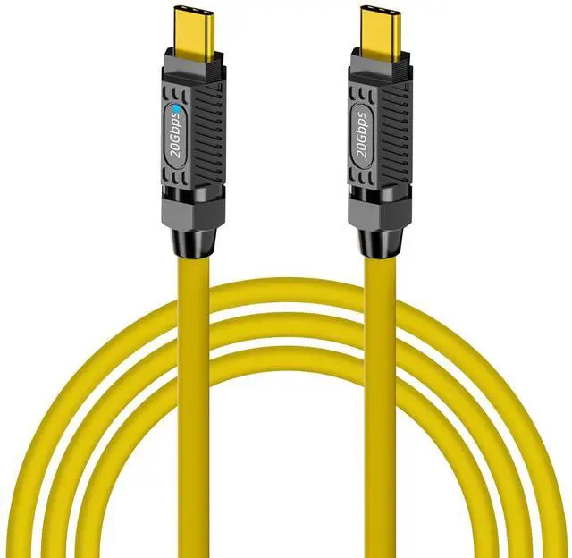 Main image of BUCIER USB C to USB C Charging Cable 6ft, 140W 20Gbps Type C to Type C Fast Charging Silicone Cable, with LED Light, Support 8K@60hz for MacBook Pro,Galaxy S23 S22, Yellow