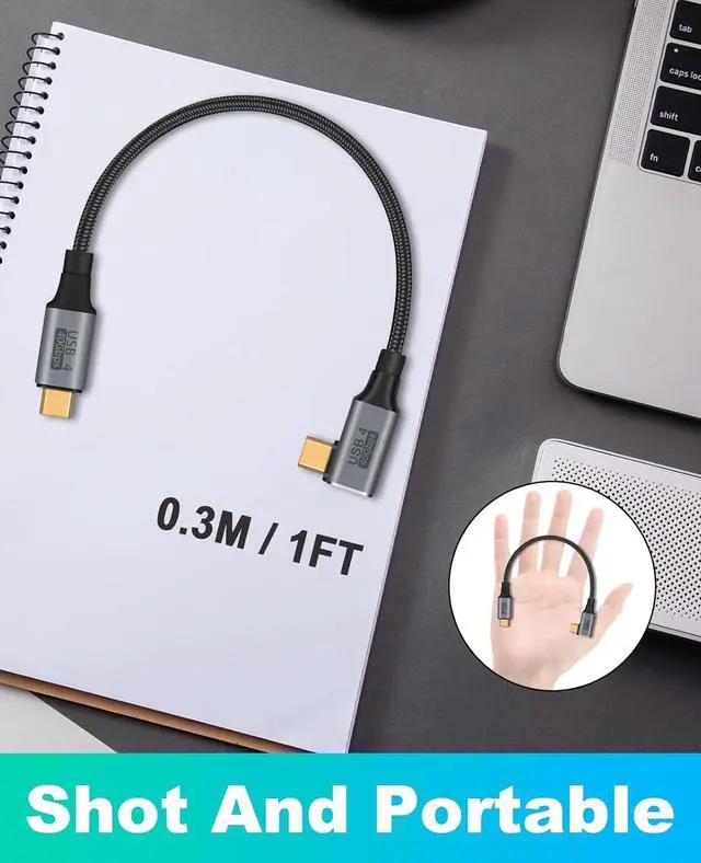Alt view image 7 of 7 - BUCIER Right Angle USB C Cable 100W, 1 feet USB C to USB C Cable Short, USB C Short Cable 40Gbps, Right Angle USB 4 Cable Support 8K@60Hz Video for Thunderbolt 4, MacBook Pro/Air.