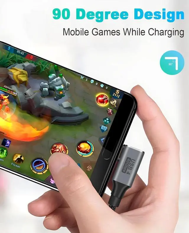 Alt view image 4 of 7 - BUCIER Right Angle USB C Cable 100W, 1 feet USB C to USB C Cable Short, USB C Short Cable 40Gbps, Right Angle USB 4 Cable Support 8K@60Hz Video for Thunderbolt 4, MacBook Pro/Air.