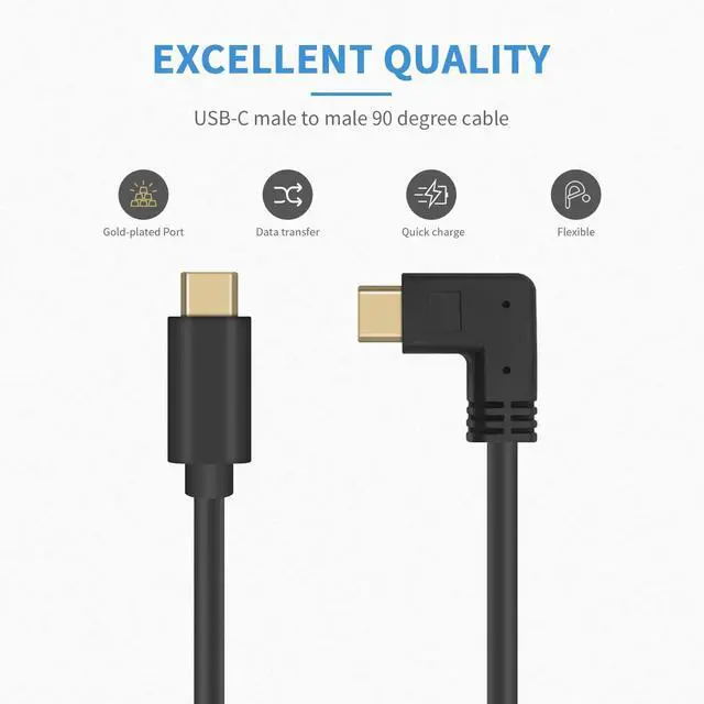 Alt view image 7 of 7 - BUCIER USB C to USB C Cable Short 1ft, USB 3.1 Right Angle 90 Degree Type C Cable, 60W & 10Gbps Type C Fast Charger Cord Compatible for Galaxy S20, MacBook Pro