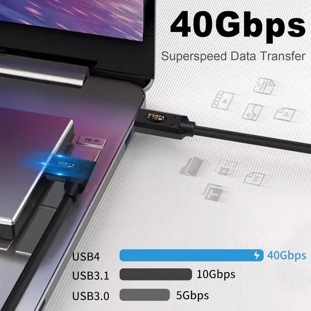 Alt view image 2 of 6 - BUCIER Short USB C to USB C Cable 240W, Right Angle Type C Cable Short 1feet, 40Gbps Thunderbolt 4 Cable Support 8K@60Hz Video for iPhone MacBook Surface Pro