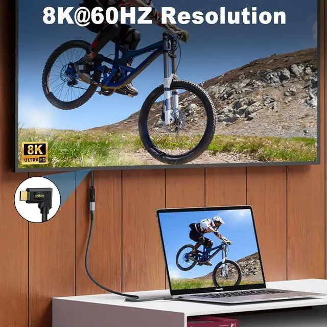 Alt view image 4 of 6 - BUCIER USB C Extension Cable 1ft 40Gbps, 240W Right Angle USB C Extension Cable, Thunderbolt 4 Extension Cable with 8K Video, 90 Degree Type C Extender Cord for Thunderbolt 4/MacBook/Phone/HUB