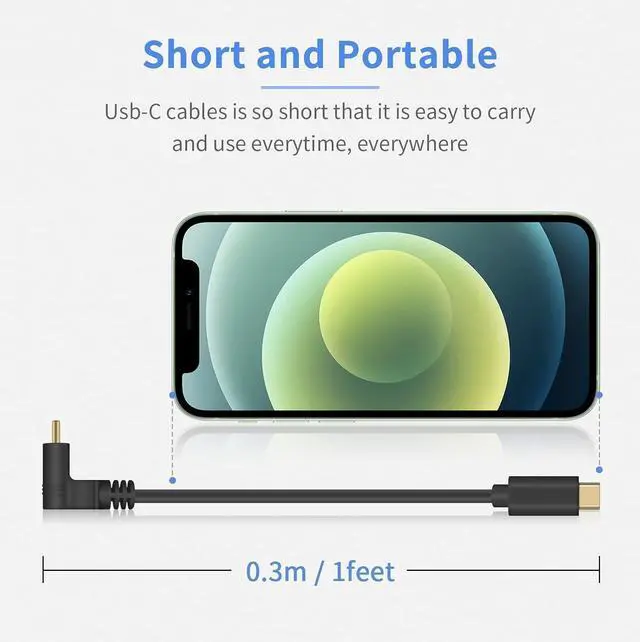 Alt view image 2 of 7 - BUCIER Short USB C to USB C Cable 1feet, 90 Degree Up Down Angled Type C to Type C Fast Charging Cable, with 5V/3A Fast Charging for Laptop & PC & Mobile Phone
