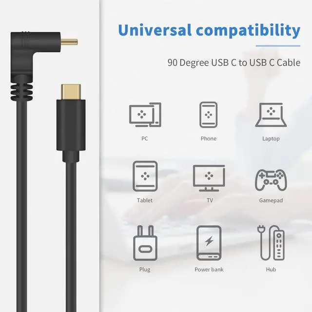 Alt view image 5 of 7 - BUCIER Short USB C to USB C Cable 1feet, 90 Degree Up Down Angled Type C to Type C Fast Charging Cable, with 5V/3A Fast Charging for Laptop & PC & Mobile Phone
