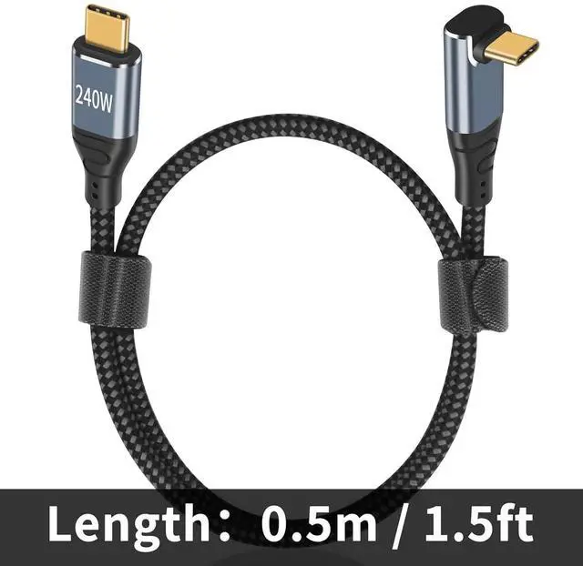 Alt view image 7 of 7 - BUCIER USB C 90 Degree Cable 1.5ft, 240W Fast Charging PD 3.1 Type C to Type C Cable Short Braided 3A 90 Degree Up Down Angle USB C Cable for iPad Pro Galaxy Air MacBook