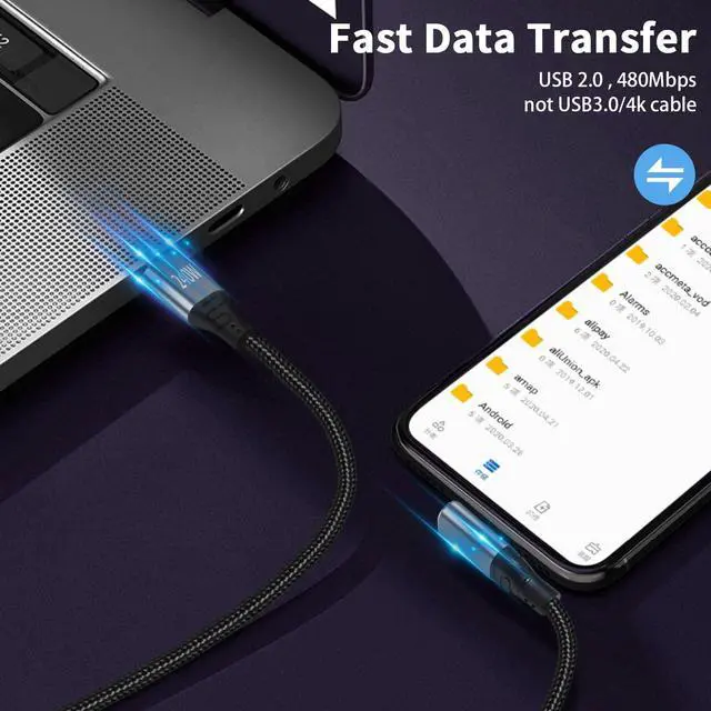 Alt view image 3 of 6 - BUCIER USB C Cable Right Angle Short, 10 ft 240W USB C to USB C Cable, 90 Degree USB C Charger Cable Fast Charging Type C to Type C Cable Compatible with MacBook & iPad Pro & Samsung