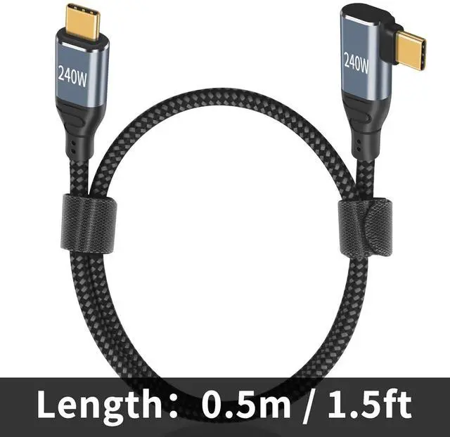 Alt view image 7 of 7 - BUCIER 240W USB C to USB C Cable 1.5ft, Short Type C 90 Degree Charging Cable, Nylon Braided PD 3.1 Right Angle Fast Charger Cord Compatible for MacBook Pro, iPad Pro