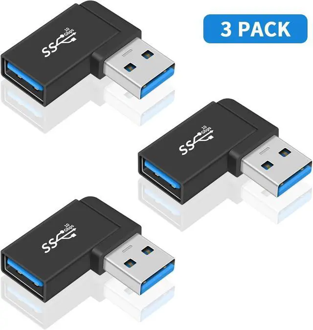 Main image of BUCIER USB 3.0 Adapter 90 Degree, USB Extender 5Gbps Type A Extension Adapter, 3-Pack Right Angle Type A Male to Female Adapter OTG Connector for Hard Drive, Laptop