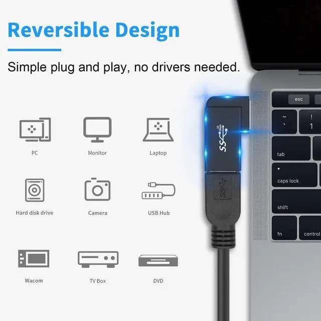 Alt view image 2 of 7 - BUCIER USB 3.0 Adapter 90 Degree, USB Extender 5Gbps Type A Extension Adapter, 3-Pack Right Angle Type A Male to Female Adapter OTG Connector for Hard Drive, Laptop