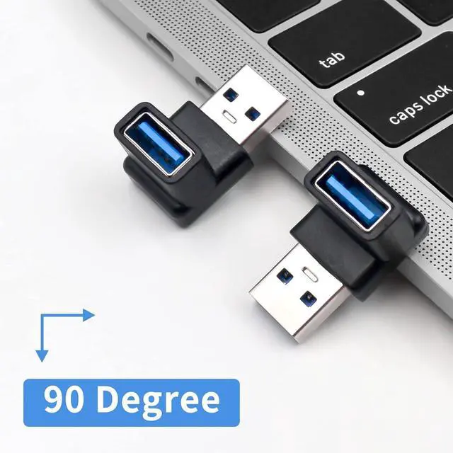 Alt view image 3 of 7 - BUCIER 90 Degree USB 3.0 Adapter, 10Gbps USB Extender Adapter, Type A Male to Female Cable Adapter, UP Angle Type A to A Adapter for Hard Drive, Keyboard, Laptop, 2Pack