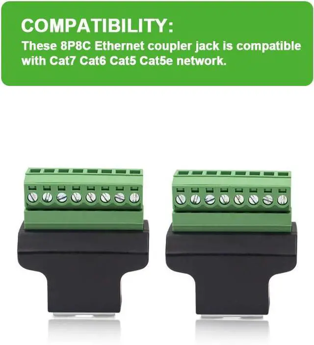 Alt view image 4 of 5 - BUCIER RJ45 Breakout, RJ45 Screw Terminal Adaptor Connector, 2-Pack 8p8c Female Jack to 8 Pin Screw Terminal Connector for Cat7 Cat6 Cat5 Cat5e Ethernet Extender CCTV Digital DVR Network Adapter