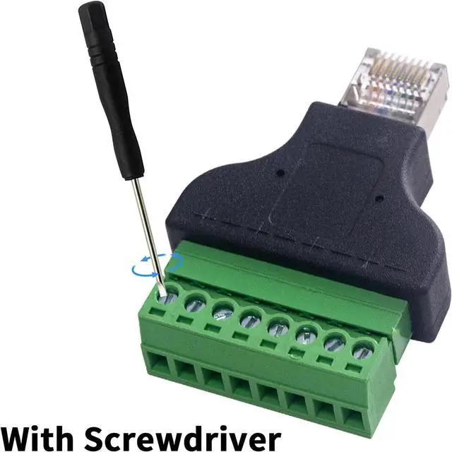 Alt view image 3 of 7 - BUCIER RJ45 Screw Terminal Adapter 2-Pack, Network Ethernet Adapter, RJ45 Breakout Board 8p8c Male to 8 Pin AV Terminal Screw Converter Block Plug for CCTV, Cat5, Cat6