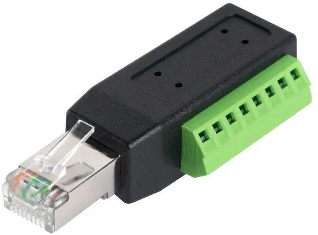 Main image of BUCIER RJ45 Screw Terminal Connector, 90 Degree RJ45 Male to 8 Pin Screw Terminal Adapter, RJ45 Breakout Board/Network RJ45 Ethernet Converter Block Plug for CCTV Digital DVR Network,1pcs