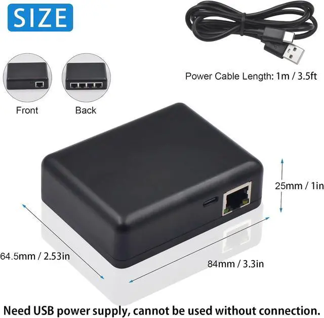 Alt view image 5 of 7 - BUCIER RJ45 Ethernet Splitter 1000mbps, Ethernet Splitter High Speed, Gigabit RJ45 Network Adapter with USB Power Cable for Cat5, Cat6, Cat7 [4 Devices Simultaneous Networking], 1 to 4