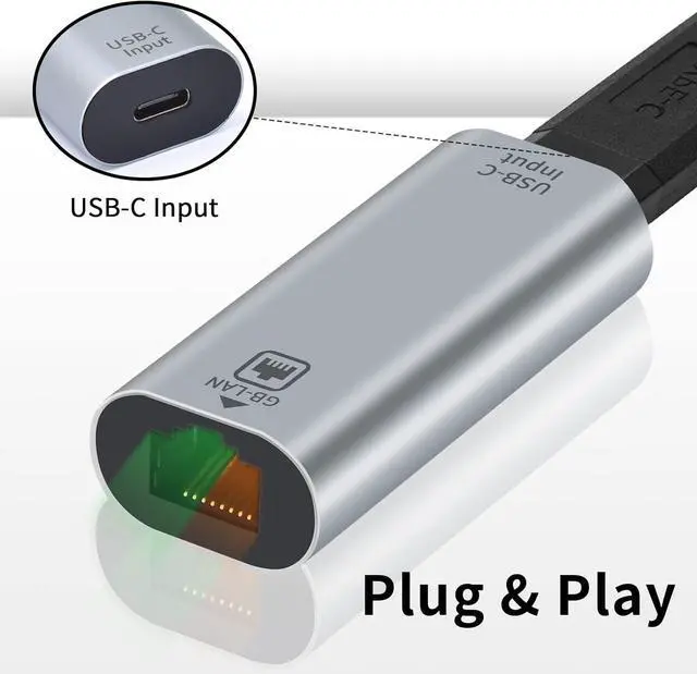 Alt view image 5 of 6 - BUCIER USB C to RJ45 Ethernet Adapter Gigabit, RJ45 Female to USB C Female Adapter, Up to 1000/100/10Mbps Ethernet LAN Network Adapter Compatible for iPad, MacBook Pro, 1Pack