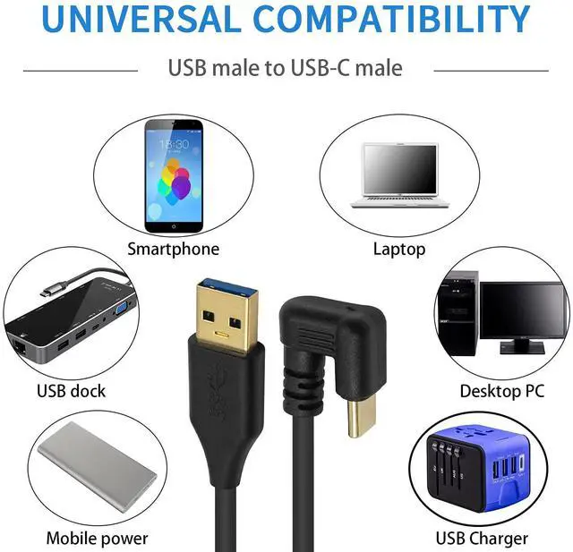 Alt view image 4 of 7 - BUCIER Short USB C Cable, U Shape 180 Degree USB C to A Cable, 5Gbps Type C 3A Fast Charging Cord, Type C 3.1 Gen2 Charger Cord for Galaxy, Phone, 20cm