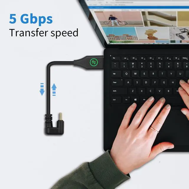 Alt view image 7 of 7 - BUCIER Short USB C Cable, U Shape 180 Degree USB C to A Cable, 5Gbps Type C 3A Fast Charging Cord, Type C 3.1 Gen2 Charger Cord for Galaxy, Phone, 20cm