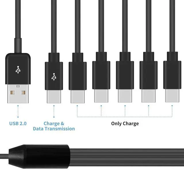 Alt view image 4 of 7 - BUCIER USB C Splitter Cable - 6 in 1 USB 2.0 Type A to 6 Type-C Male Charger Cable with 3A Fast Charge for Android, Samsung, Tablet, 1.64ft