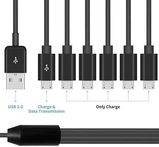 Alt view image 4 of 7 - BUCIER Micro USB Splitter Cable, Multi 6 in 1 USB 2.0 Type A Male to 6 Micro USB Male Splitter Adapter Cabel with 3A Fast Charging for Cell Phones and More Android Devices, 1.64ft