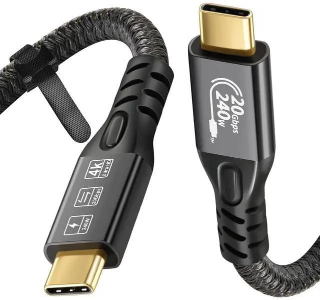 Main image of USB C Cable 3.2 Gen 2X2 20Gbps, Type C 4K@60Hz UHD Video 5A/240W PD3.1 Fast Charge Cord with E-Marker Compatible with Thunderbolt 3/4 MacBook Pro Samsung Galaxy Pixel Monitor etc 0.5M