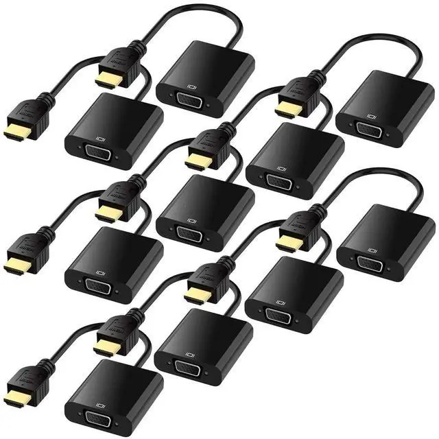 Main image of BUCIER HDMI to VGA with Audio, Gold-Plated Active HDMI to VGA Adapter (Male to Female) with Micro USB Power Cable & 3.5mm Audio Cable for PS4, MacBook Pro, Mac Mini, Apple TV and More - Black 10 packs