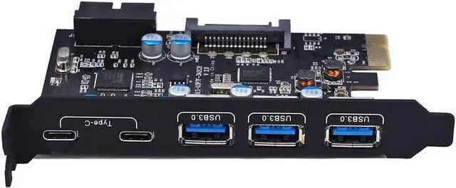 Alt view image 5 of 7 - BUCIER PCI-E to Type C (2),Type A (3) USB 3.0 5-Port PCI Express Expansion Card Expanding 2 USB 3.0 Ports with Internal 19-Pin Connector for Window 7/8/10/XP/Vista