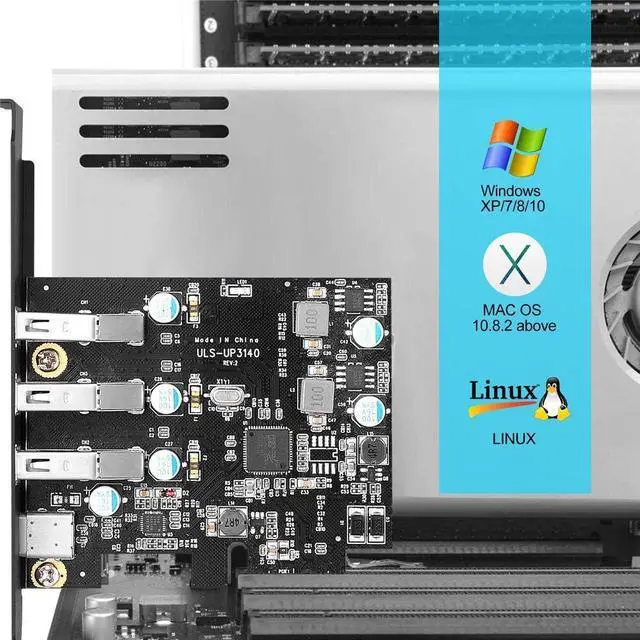 Alt view image 6 of 7 - BUCIER PCIe USB Card 4-Ports(1x USB-C - 3X USB-A) USB 3.0 Expansion Card PC Internal USB hub for Windows 10/8/7 and MacPro 4.1/5.1 with Low Profile Bracket