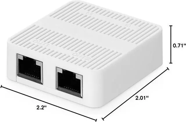 Alt view image 7 of 7 - BUCIER 1 to 2 Gigabit Network Splitter, 3 Port Gigabit Ethernet Switch, Type-C Power Supply, Mini Size Plug and Play (White)