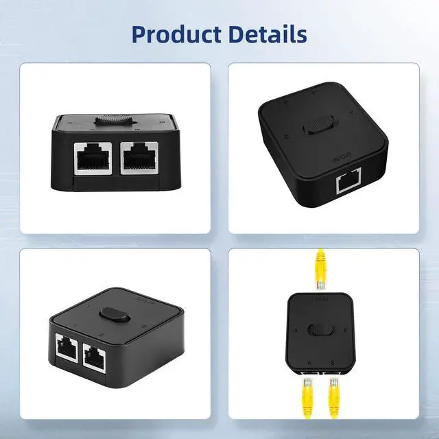 Alt view image 6 of 7 - BUCIER Gigabit Network Switcher, Passive Ethernet Selector, in/Out to A or B Network, Bidirectional Manual Switcher, No Power Required