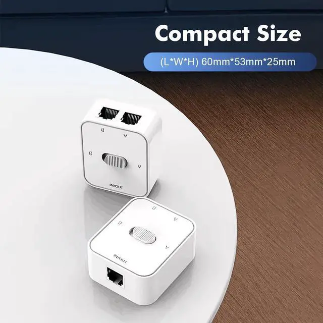 Alt view image 7 of 7 - BUCIER Gigabit Network Switcher, Passive Ethernet Selector, in/Out to A or B Network, Bidirectional Manual Switcher, No Power Required (White)