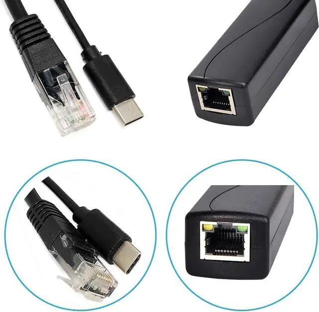 Alt view image 5 of 7 - BUCIER Type C PoE Splitter 5V 3A, IEEE 802.3af Standard, 10/100Mbps Type C Power Over Ethernet Splitter with RJ45 Port and TYPEC Port
