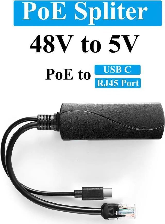 Alt view image 2 of 6 - BUCIER Type C PoE Splitter 5V 2.4A Output, IEEE 802.3af Standard 10, 100Mbps for Type C RJ45 Port Power Over Ethernet Type C Splitter Adapter