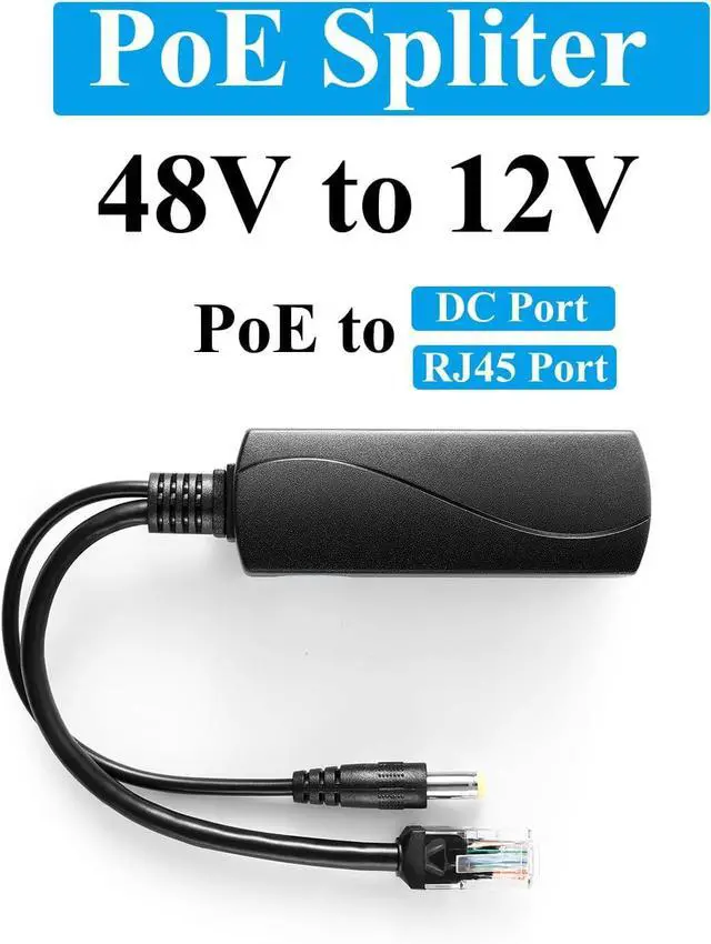 Alt view image 2 of 7 - BUCIER Active PoE Splitter 12V 1A Output with IEEE 802.3af Standard Compliant 10,100Mbps Power Over Ethernet Splitter Adapter for Security IP Camera CCTV Surveillance Device 5.5x2.1mm (PS5712P Black)